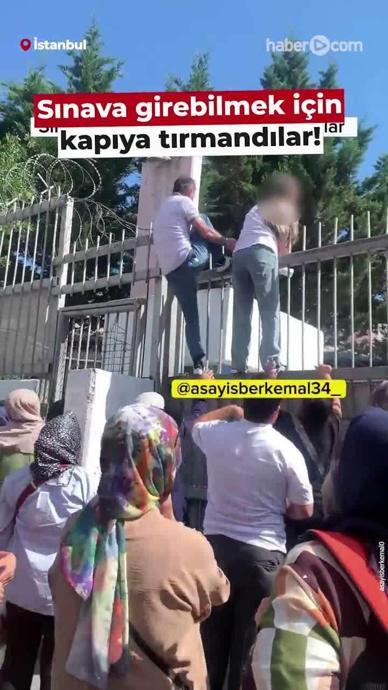 Sınava girebilmek i&ccedil;in kapıya tırmandılar!