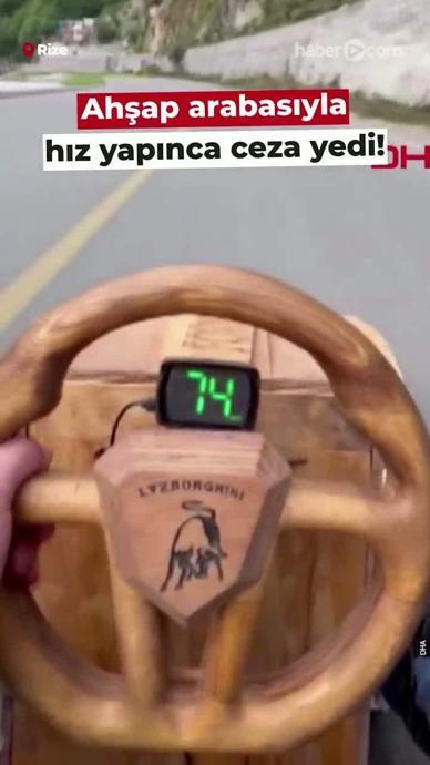 Ahşap arabasıyla hız yaptı!