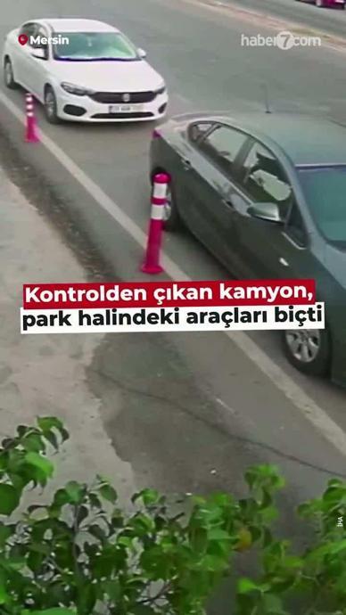 Kamyon kontrolden &ccedil;ıktı ara&ccedil;ları bi&ccedil;ti