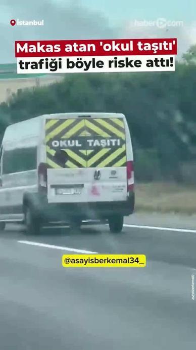 Makas atan 'okul taşıtı' trafiği b&ouml;yle riske attı!