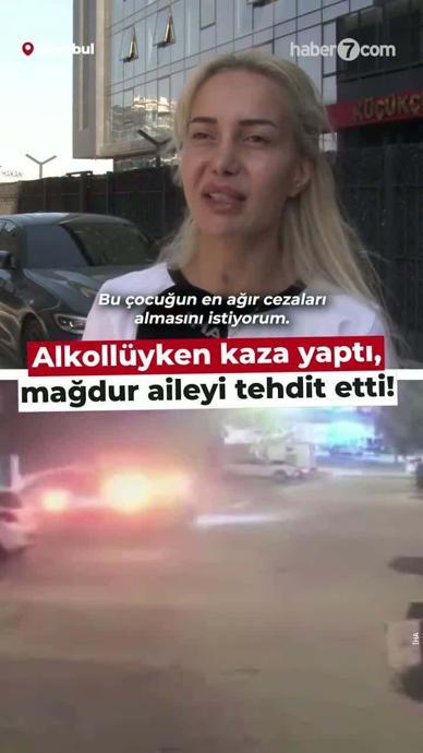 Alkoll&uuml;yken kaza yaptı, mağdur aileyi tehdit etti!