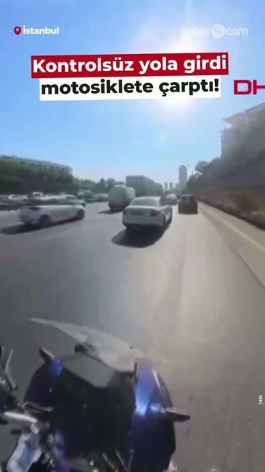 Kontrols&uuml;z yola girdi motosiklete &ccedil;arptı!