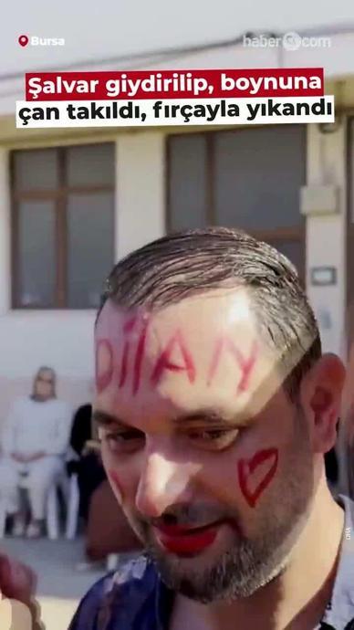 Şalvar giydirilip, boynuna &ccedil;an takıldı