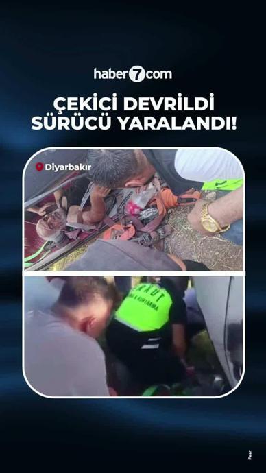 Devrilen &ccedil;ekicinin s&uuml;r&uuml;c&uuml;s&uuml; yaralandı