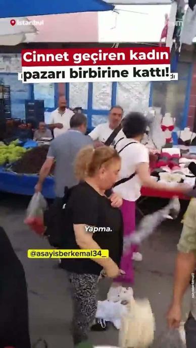 Cinnet ge&ccedil;iren kadın pazarı birbirine kattı!