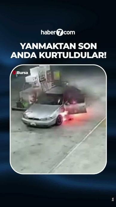 Yakıt almaya geldi, aracı alev topuna d&ouml;nd&uuml;!