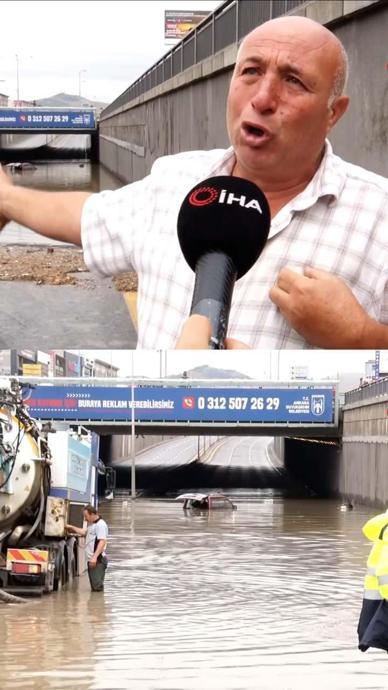 Arabası suya g&ouml;m&uuml;ld&uuml;, canını son anda kurtardı