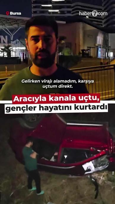 Aracıyla kanala u&ccedil;tu, gen&ccedil;ler hayatını kurtardı