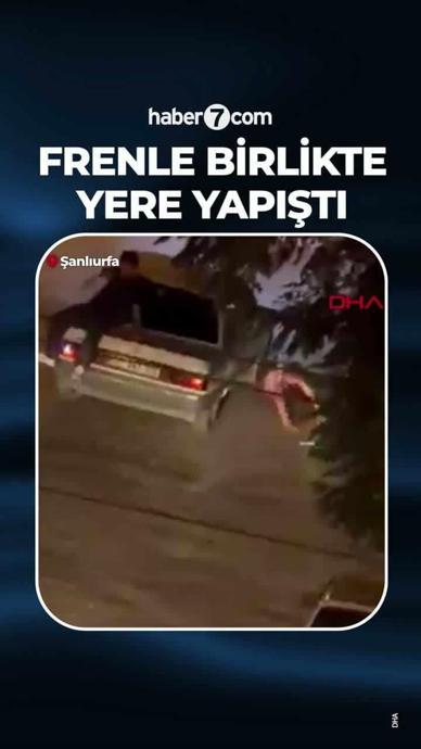 Ani frenle birlikte yere yapıştı!