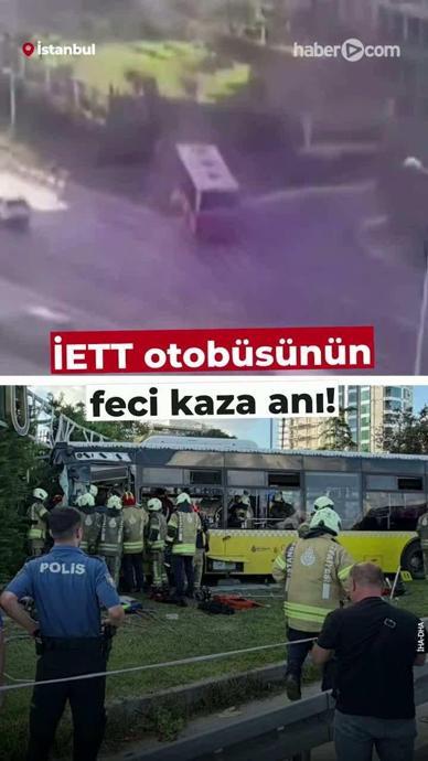 İETT otob&uuml;s&uuml; site duvarına &ccedil;arptı!