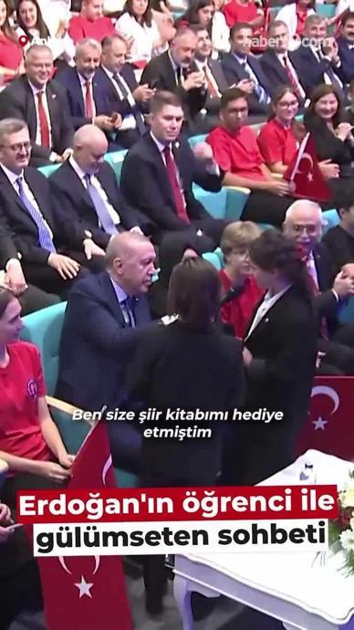 Erdoğan ile minik &ouml;ğrencinin samimi sohbeti
