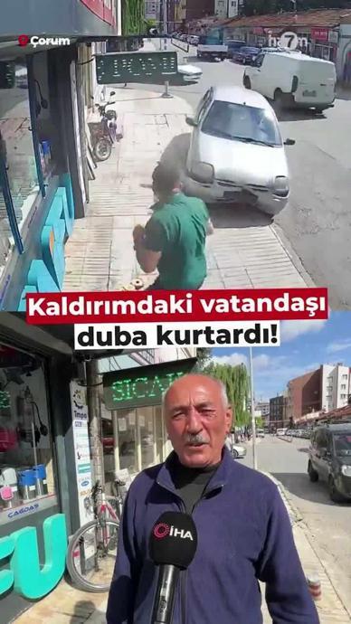 Kaldırımdaki vatandaşı duba kurtardı!