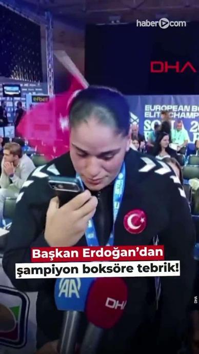 Cumhurbaşkanı Erdoğan'dan şampiyon boks&ouml;re tebrik