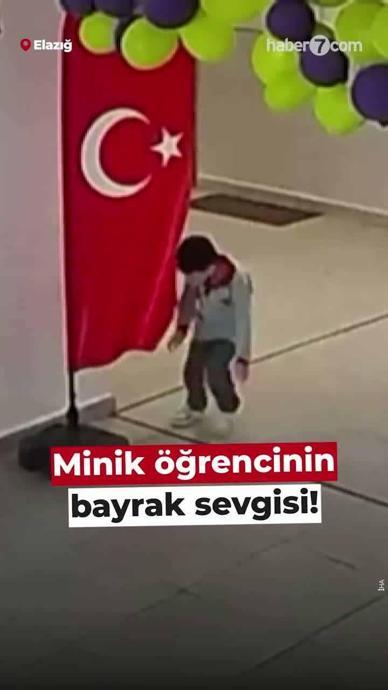 Miniık &ouml;ğrencinin bayrak sevgisi...