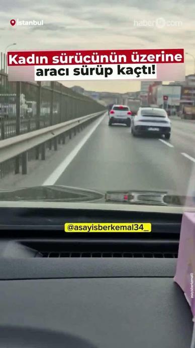Kadın s&uuml;r&uuml;c&uuml;n&uuml;n &uuml;zerine aracı s&uuml;r&uuml;p ka&ccedil;tı!