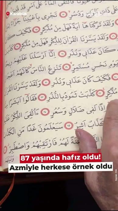 87 yaşında hafız oldu!