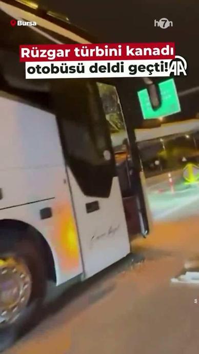 R&uuml;zgar t&uuml;rbini kanadı otob&uuml;s&uuml; deldi ge&ccedil;ti!