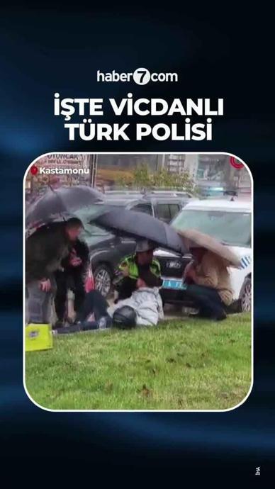 Vicdanlı T&uuml;rk polisi kamerada!