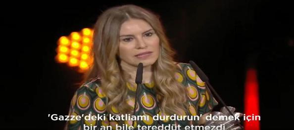 Ünlü yönetmen Farah Nabulsi ödül törenindeki sözleri takdir topladı:Gazze'de öldürmeyi durdurun