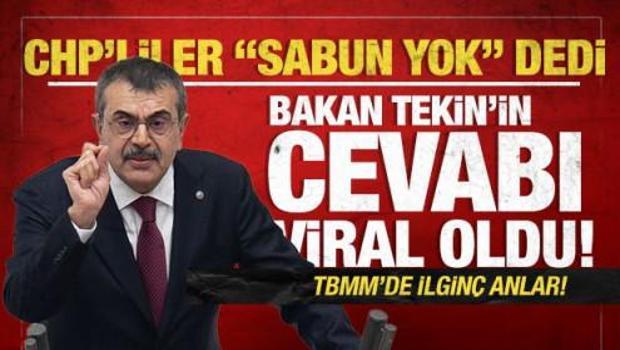 Bakan Yusuf Tekin'den 'sabun yok' diyen CHP'lilere tokat gibi cevap! '&Ouml;nce onu &ccedil;&ouml;z&uuml;n'