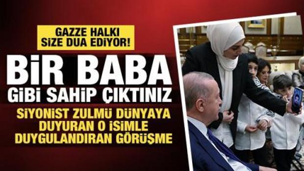 Cumhurbaşkanı Erdoğan AA foto muhabiri Ali Jadallah ile g&ouml;r&uuml;şt&uuml;