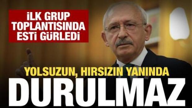 Kılı&ccedil;daroğlu'ndan ilk grup toplantısında sert s&ouml;zler: Hırsızın yanında durulmaz!