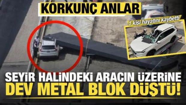 Meksika'da tonlarca ağırlıktaki metal blok otomobilin &uuml;zerine d&uuml;şt&uuml;: 1 &ouml;l&uuml;