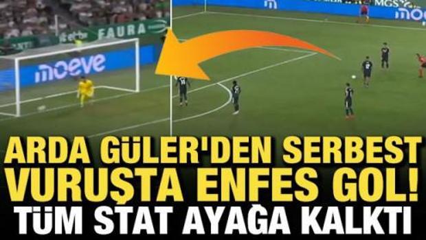 Arda G&uuml;ler'den serbest vuruşta enfes gol! T&uuml;m stat ayağa kalktı