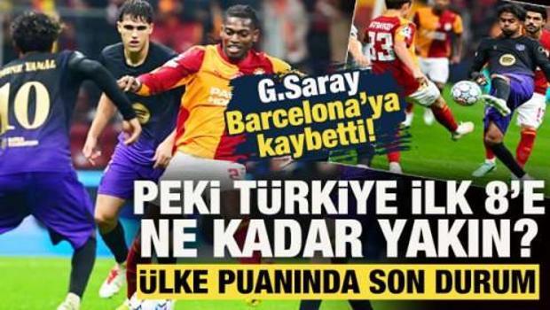 G.Saray, Barcelona'ya kaybetti! T&uuml;rkiye ilk 8'e ne kadar yakın? &Uuml;lke puanında son durum