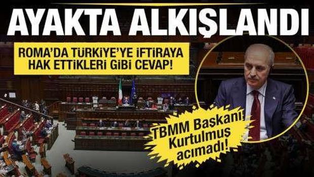 TBMM Başkanı Kurtulmuş'tan Roma'da Rum temsilciye sert ayar! Cevabı ayakta alkışlandı